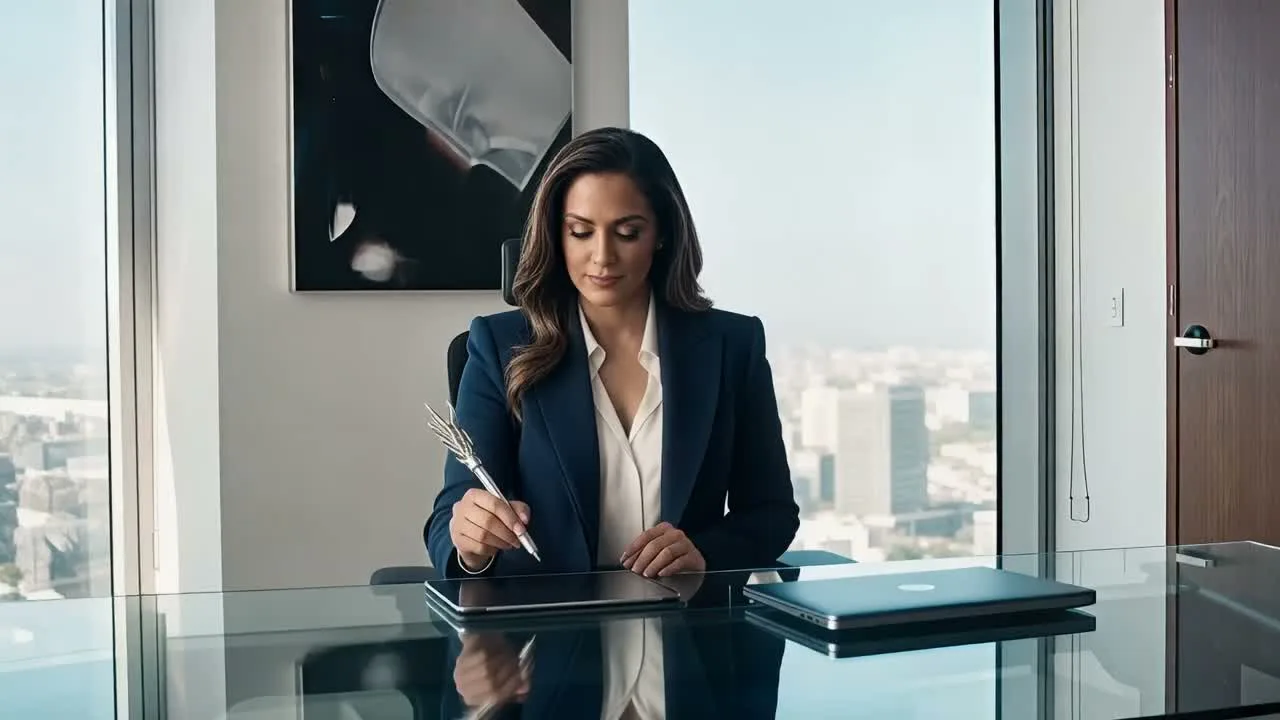Sulphur 2 generated video of a businesswoman speaking directly to camera